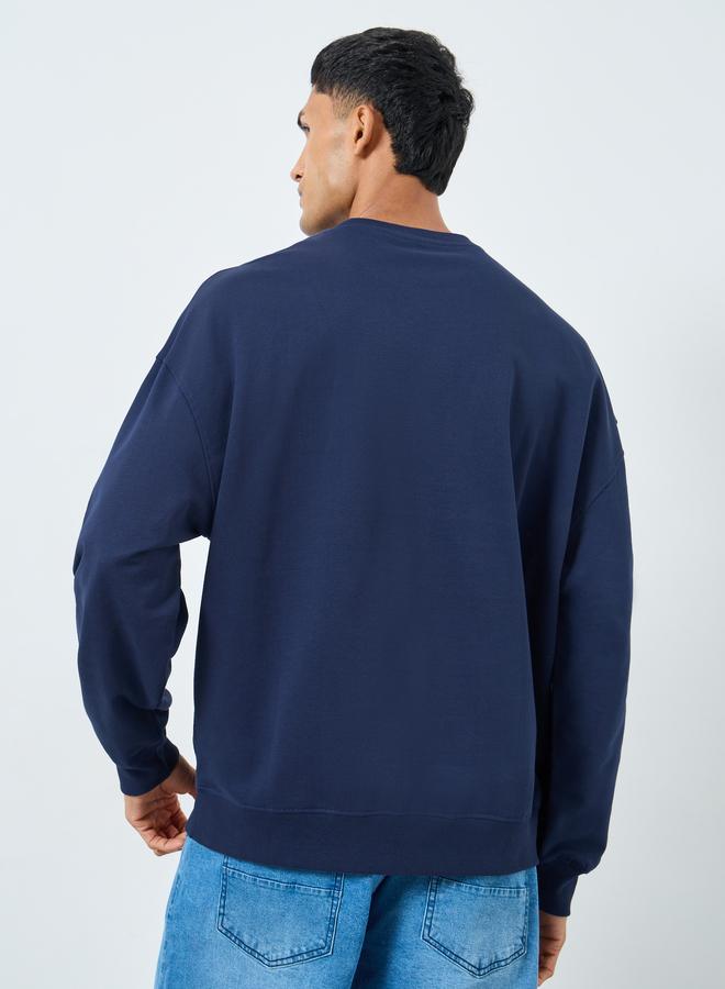 Styli Men Oversized Fleece Sweatshirt with Puff Print - Image 4