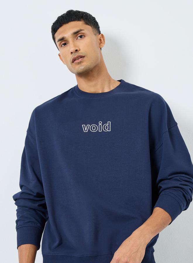 Styli Men Oversized Fleece Sweatshirt with Puff Print - Image 1