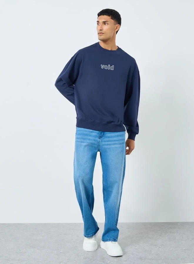 Styli Styli Men Oversized Fleece Sweatshirt with Puff Print