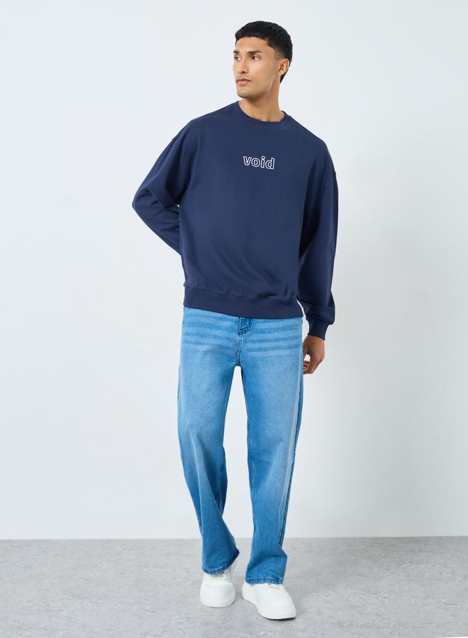 Styli Men Oversized Fleece Sweatshirt with Puff Print - Image 2