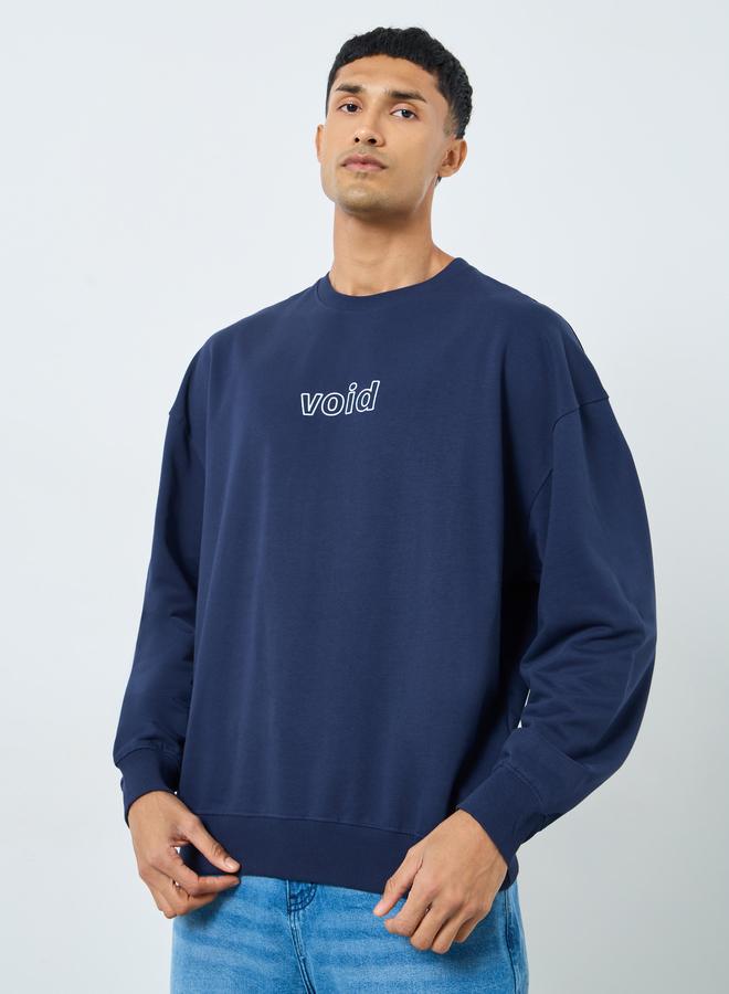 Styli Men Oversized Fleece Sweatshirt with Puff Print - Image 3