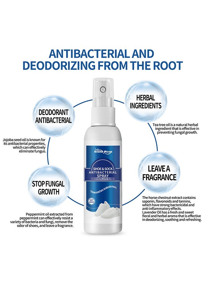SOUTH MOON Shoes & Sock Antibacterial Spray ,Foot Care Shoe Odor Eliminator Deodorizer Spray and Removes Bad Smells of Boots Heels Tennis Shoe Cleats Sneakers Ballet Shoe Sports Shoes and More 60ml  - Image 4