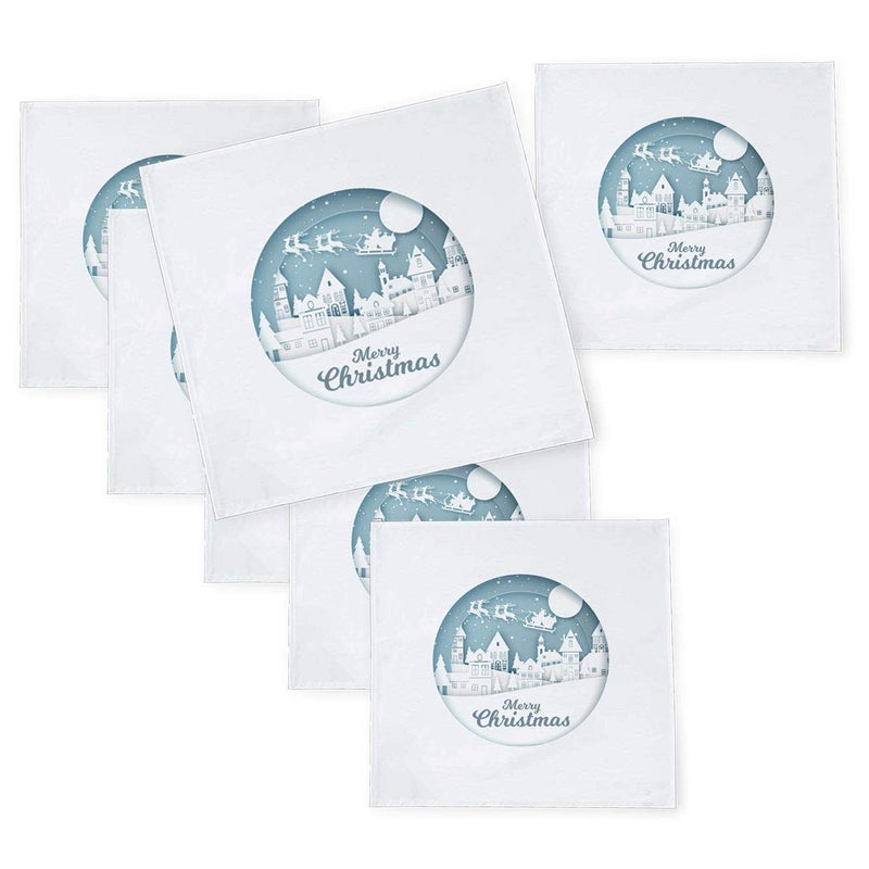 Khakee 6 Pcs Christmas Theme Tafta Silk Table Napkins 10x 10 for Xmas Decoration Christmas OrnamentsChristmas Gift npxmas45P - Image 1