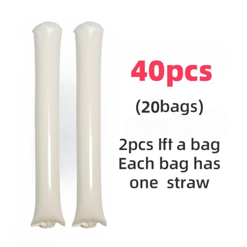 ROSEBB 40pcs Round headTeam Spirit Boom Sticks Thunder Sticks Cheering Sticks Team Spirit Plastic Cheerleading Spirit Stick Clapper Inflatable Noise Maker Sports Supply White - Image 4