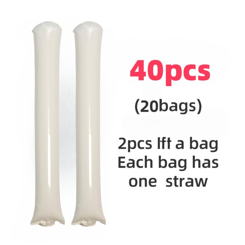 ROSEBB 40pcs Round headTeam Spirit Boom Sticks Thunder Sticks Cheering Sticks Team Spirit Plastic Cheerleading Spirit Stick Clapper Inflatable Noise Maker Sports Supply White - Image 5
