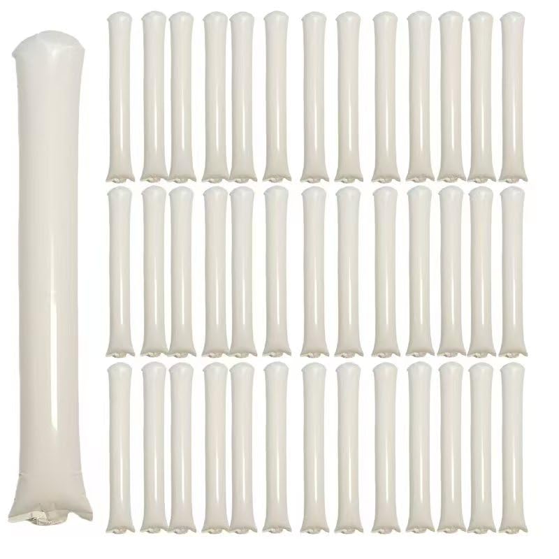 ROSEBB 40pcs Round headTeam Spirit Boom Sticks Thunder Sticks Cheering Sticks Team Spirit Plastic Cheerleading Spirit Stick Clapper Inflatable Noise Maker Sports Supply White - Image 1