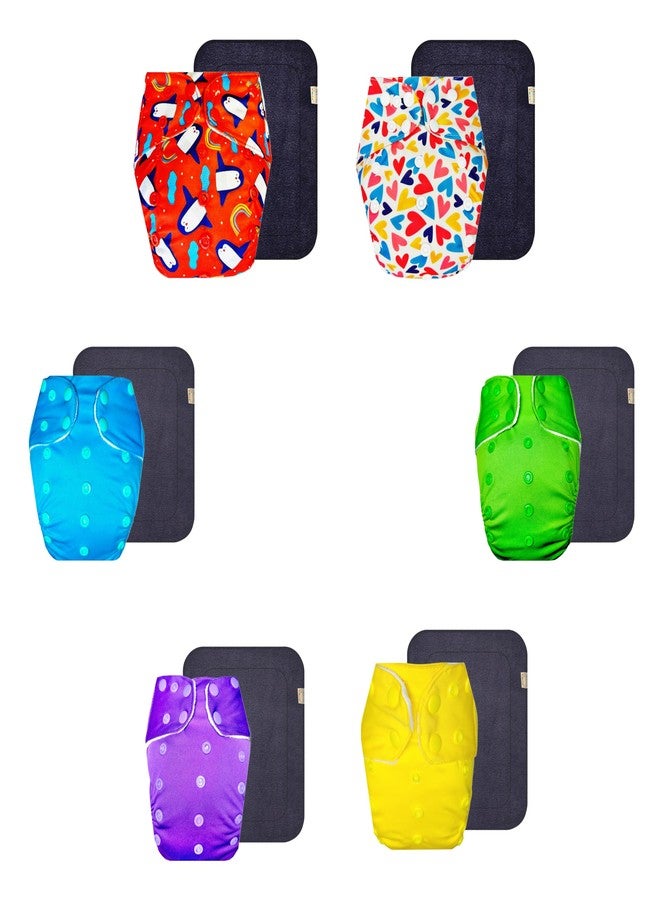 حفاضات قماشية فاخرة من دمبلدو مع حشوة رمادية (عبوة من 6 قطع) | ملائمة تمامًا | مانعة للتسرب | سهلة التنظيف | مثالية لفصل الصيف الهندي | من 3 أشهر إلى 3 سنوات | مناسبة للجنسين - Image 1