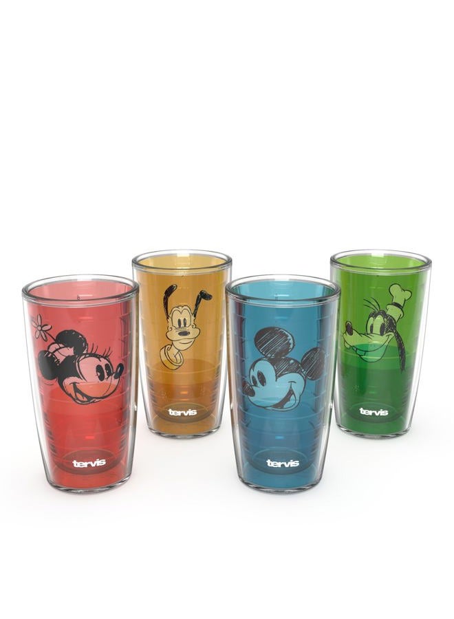 Tervis Disney Mickey Group Model Collection Made in USA Double Walled Insulated Tumbler, 16oz-4pk, Classic - Image 1