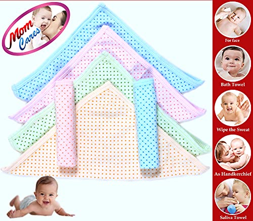 MOM CARE Cotton Terry Face Towels for Newborn Baby Wash Cloth for Babies Extra Soft Napkins Reusable Hankies Ideal for Infants Toddlers (Pack of 6) Multi Color - Image 3