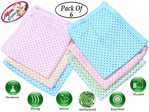 MOM CARE Cotton Terry Face Towels for Newborn Baby Wash Cloth for Babies Extra Soft Napkins Reusable Hankies Ideal for Infants Toddlers (Pack of 6) Multi Color - Image 4