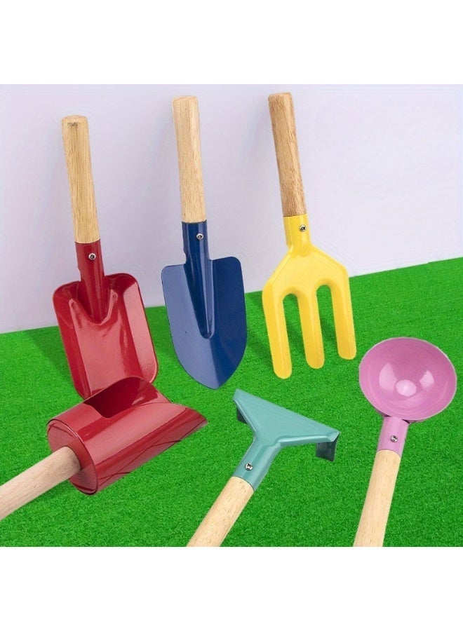 5Pcs Kids Metal Garden & Beach Tool Set, Dual-Use as Toddler Sandbox Toys & Gardening Tools, Rust-Proof Smooth Edge Outdoor Toys for Sandcastle Building, Backyard Gardening & Beach Play - Image 1