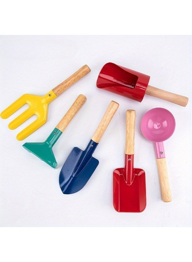 5Pcs Kids Metal Garden & Beach Tool Set, Dual-Use as Toddler Sandbox Toys & Gardening Tools, Rust-Proof Smooth Edge Outdoor Toys for Sandcastle Building, Backyard Gardening & Beach Play - Image 5