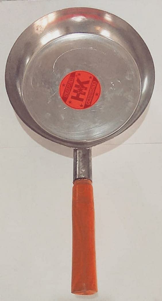 Super HK Super HK Iron Tadka Pan with Wooden Handle for Cooking (9 Inch Circle/ 17 Inch Full)  - Image 4