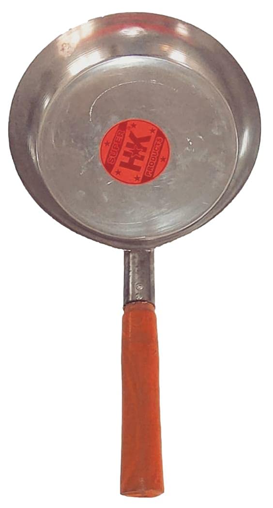 Super HK Super HK Iron Tadka Pan with Wooden Handle for Cooking (9 Inch Circle/ 17 Inch Full)  - Image 1