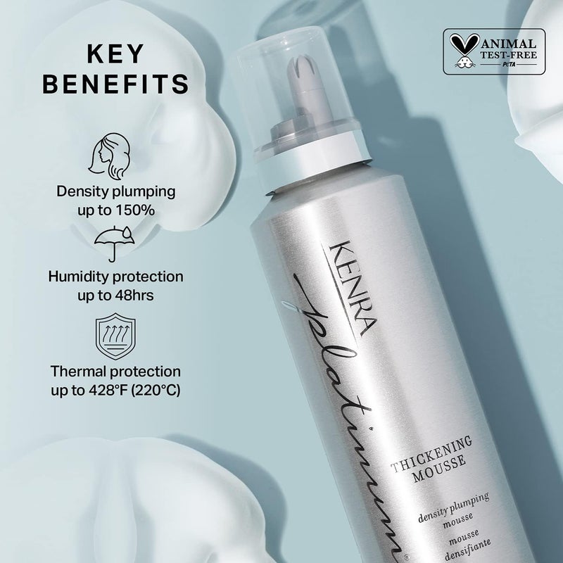 Kenra Platinum Thickening Mousse 12 | Volumizing Styler | Adds Fullness & Body | Humidity Protection Up To 48 hours | Desity Plumping up tp 150% | Thermal Protection | All Hair Types | 6.7 oz - Image 2