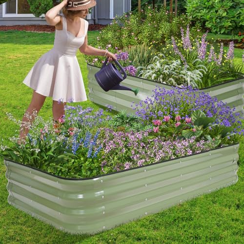1MORE Raised Garden Bed -5X3X1 Galvanized Planter Box for Outdoor Gardening,4 in 1 Modular Raised Bed Kit with Protective Tape, Gloves for Herb,Ideal for Vegetables and Plants.Green-1Pack - Image 4