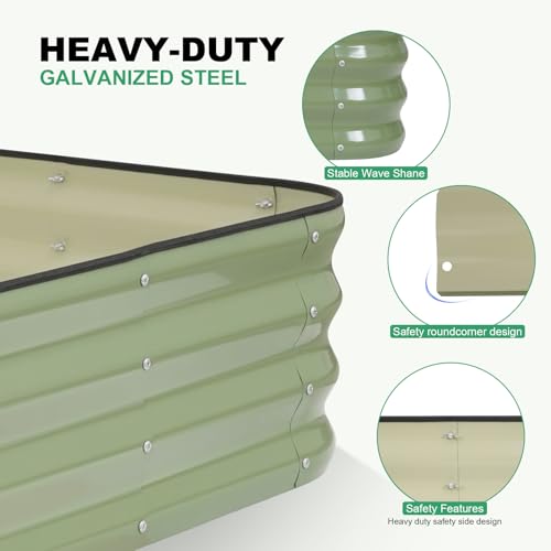 1MORE Raised Garden Bed -5X3X1 Galvanized Planter Box for Outdoor Gardening,4 in 1 Modular Raised Bed Kit with Protective Tape, Gloves for Herb,Ideal for Vegetables and Plants.Green-1Pack - Image 5