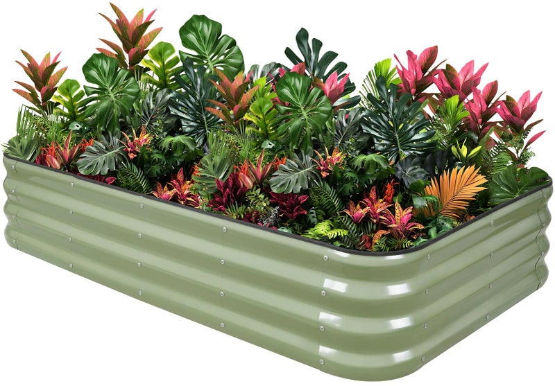 1MORE Raised Garden Bed -5X3X1 Galvanized Planter Box for Outdoor Gardening,4 in 1 Modular Raised Bed Kit with Protective Tape, Gloves for Herb,Ideal for Vegetables and Plants.Green-1Pack - Image 1