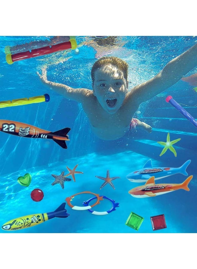 SOOFAM 29-Piece Diving Pool Toys Set for Kids - Summer Swimming & Diving Training Toys with Storage Mesh Bag - Sinking Fun Swim Games Set for Pool Parties & Training - Image 2