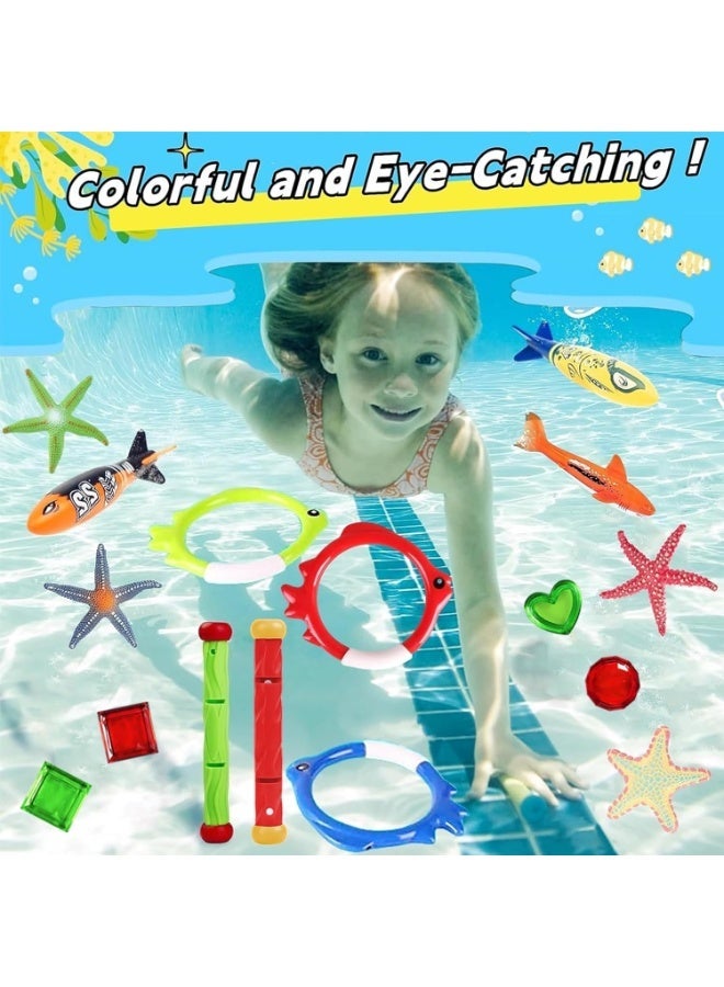SOOFAM 29-Piece Diving Pool Toys Set for Kids - Summer Swimming & Diving Training Toys with Storage Mesh Bag - Sinking Fun Swim Games Set for Pool Parties & Training - Image 3