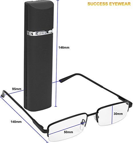 Success Eyewear Reading Glasses 2 Pair Black and Brown with Cases Ultra Thin Lightweight Spring Hinge Glasses for Reading for Men and Women +1.25 - Image 2