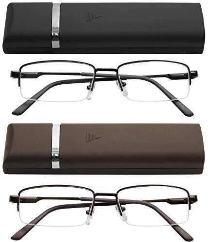 Success Eyewear Reading Glasses 2 Pair Black and Brown with Cases Ultra Thin Lightweight Spring Hinge Glasses for Reading for Men and Women +1.25 - Image 1