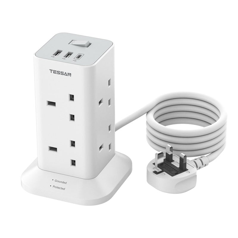 تيسان TESSAN Tower Extension Lead with USB C Slots - Image 1