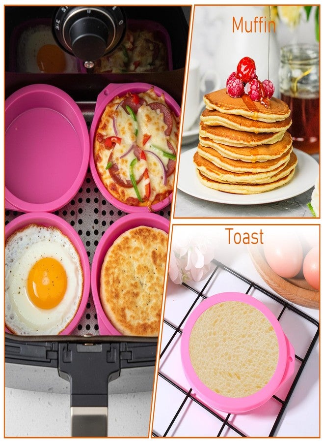 WJIAAA 4PCS Air Fryer Egg Molds, Non Stick Round Silicone Baking Molds, 4 Inch Muffin Pan for Pancakes Burger Buns, Microwave Safe Accessories for Oven - Image 3