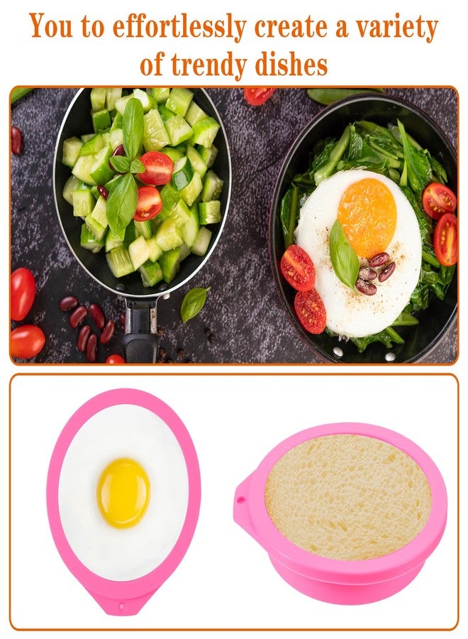 WJIAAA 4PCS Air Fryer Egg Molds, Non Stick Round Silicone Baking Molds, 4 Inch Muffin Pan for Pancakes Burger Buns, Microwave Safe Accessories for Oven - Image 2