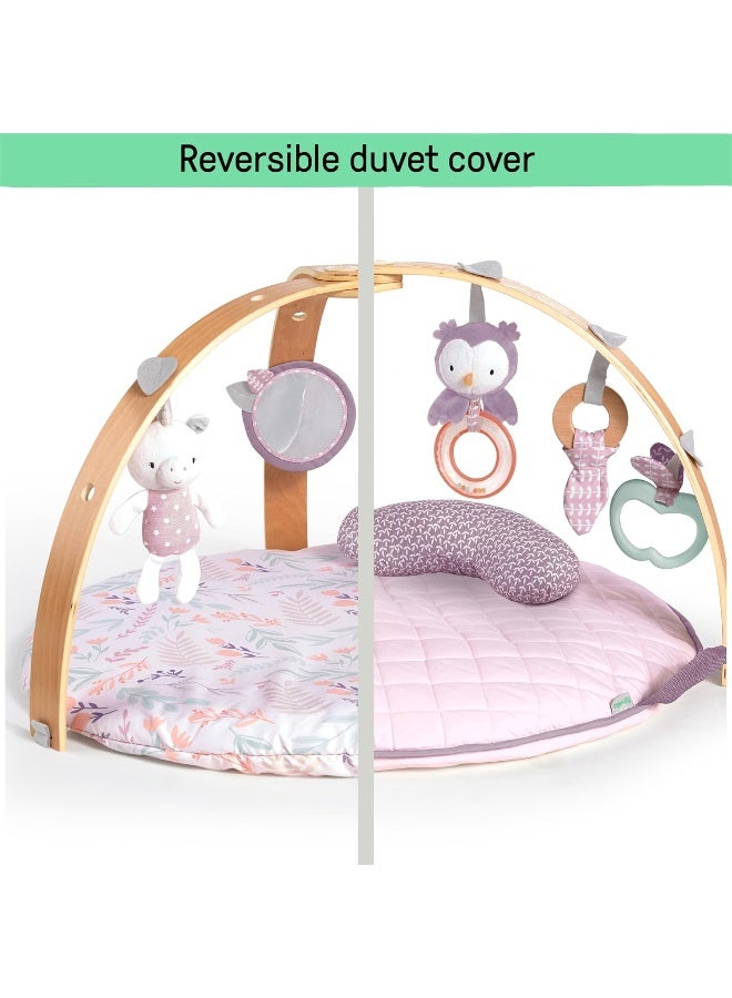 Ingenuity - Cozy Spot Reversible Duvet Activity Gym & Play Mat with Wooden-Toy-bar - Image 3