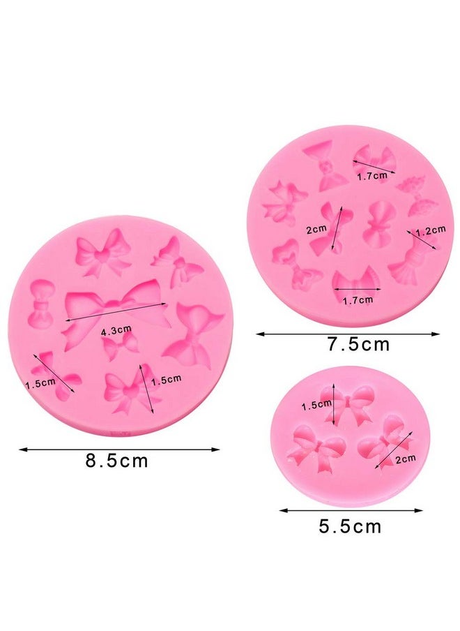 Pengxiaomei - 3 Pack Bows Silicone Mould, Bow Fondant Sugar Mould Craft Molds For Birthday Wedding Party Diy Cake Decorating Mold - Image 1