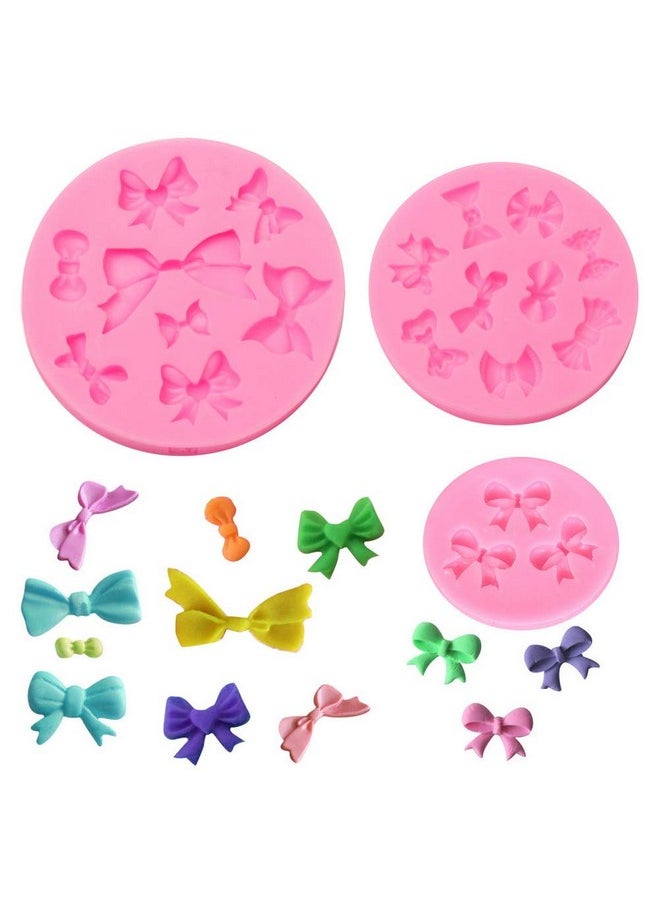 Pengxiaomei - 3 Pack Bows Silicone Mould, Bow Fondant Sugar Mould Craft Molds For Birthday Wedding Party Diy Cake Decorating Mold - Image 1