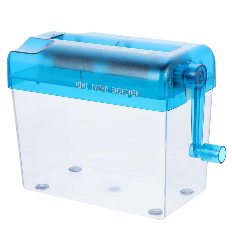 Blue Desktop Hand Shredder Compact Manual Shredding Machine for Bank Statements and Receipts - Image 2