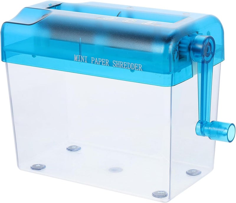 Blue Desktop Hand Shredder Compact Manual Shredding Machine for Bank Statements and Receipts - Image 1