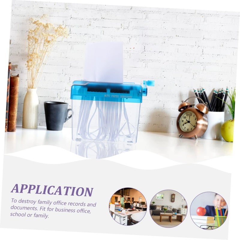 Blue Desktop Hand Shredder Compact Manual Shredding Machine for Bank Statements and Receipts - Image 4