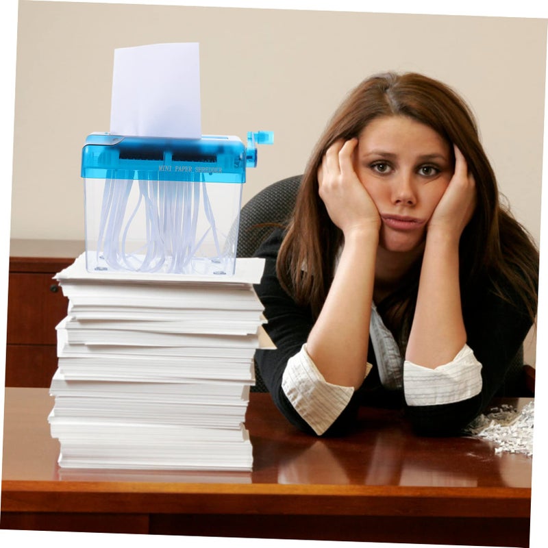 Blue Desktop Hand Shredder Compact Manual Shredding Machine for Bank Statements and Receipts - Image 3