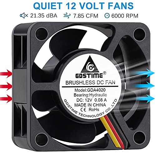 GDSTIME 40mm Fan, 12V 3Pin Fan, 40mm x 40mm x 20mm 4020 0.1A Brushless CPU Cooler - Image 3