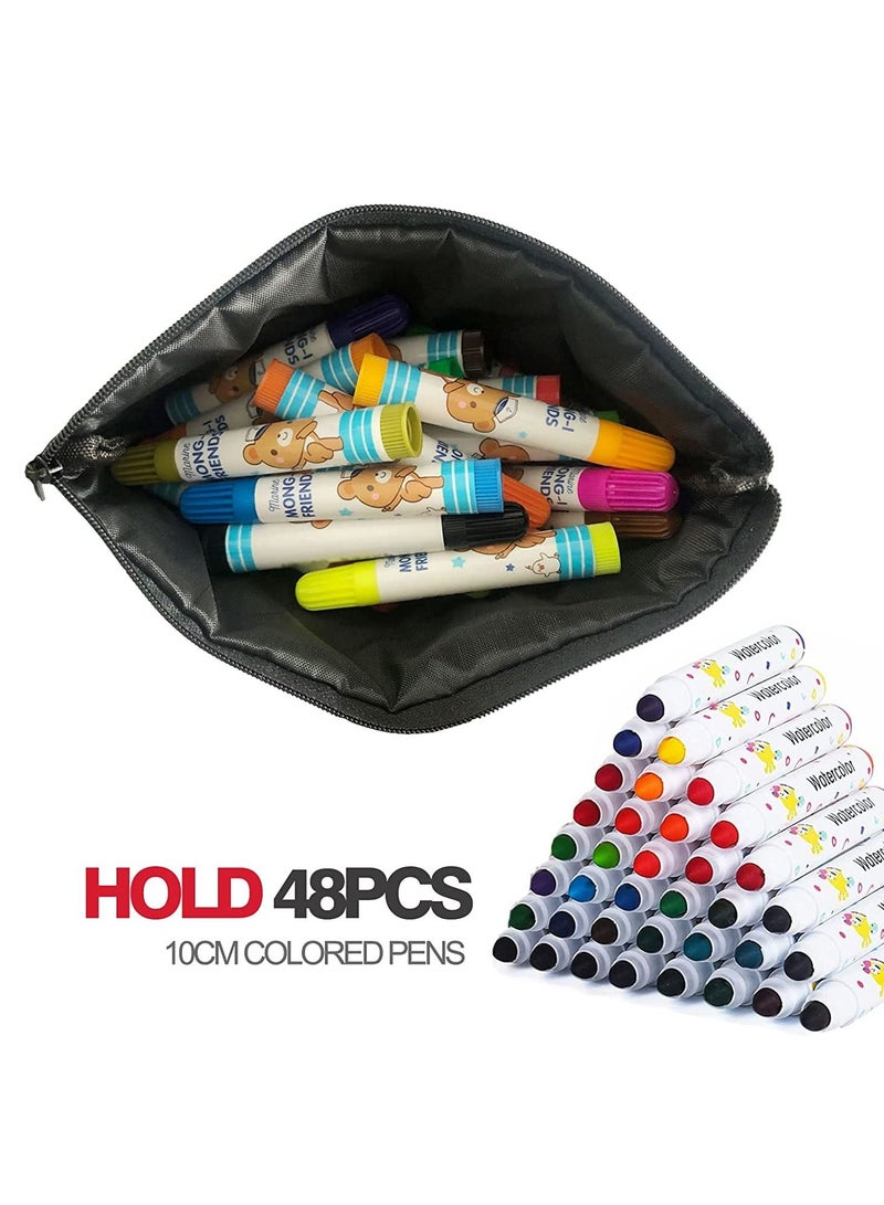 KASTWAVE Makeup Bag Set Cosmetic Bag Organizer 2PACK Small Makeup Pouch for Purse for Women Girls (Blue + Geometric White) - Image 5