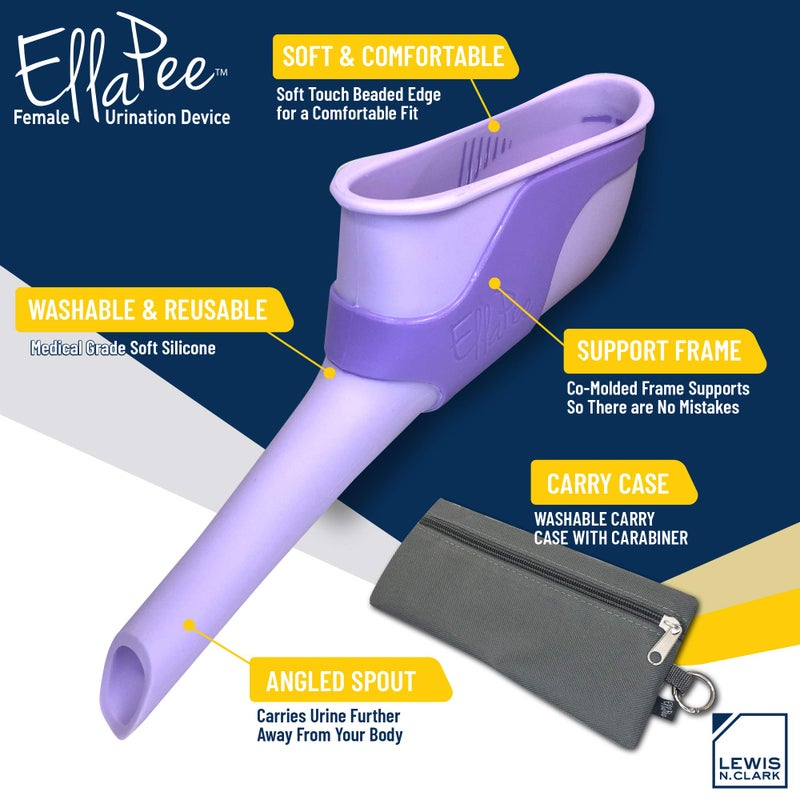 Lewis N. Clark EllaPee Womens Urinal Funnel Female Urination Device for Women, Camping Accessories, Hiking, Outdoor Activities & More with Medical Grade Silicone (Reusable) , Purple - Image 2