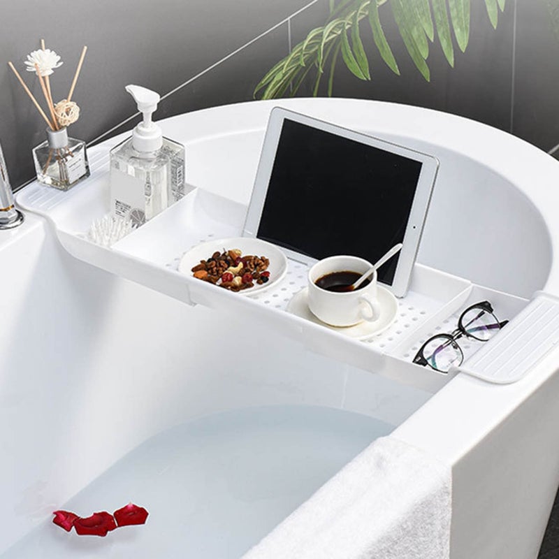 Bathtub Tray Stable Placement Expandable Plastic Material Draining Design Bath Caddy Tub Table for Bathroom - Image 2