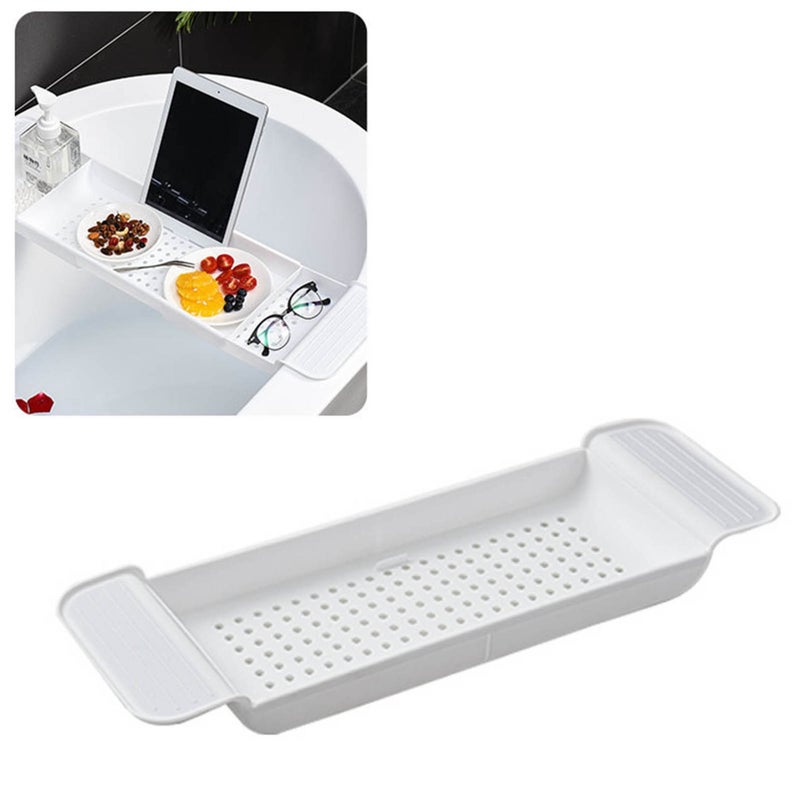 Bathtub Tray Stable Placement Expandable Plastic Material Draining Design Bath Caddy Tub Table for Bathroom - Image 1
