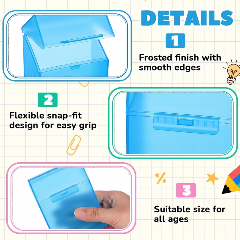Clabby 4 Pcs Plastic Crayon Organizer Case for 24 Count Crayons Kids Art Supply Storage Box with Lid, Portable Holder for Classroom Home Travel, Fits Standard 24-Pack Crayon (Blue) - Image 3