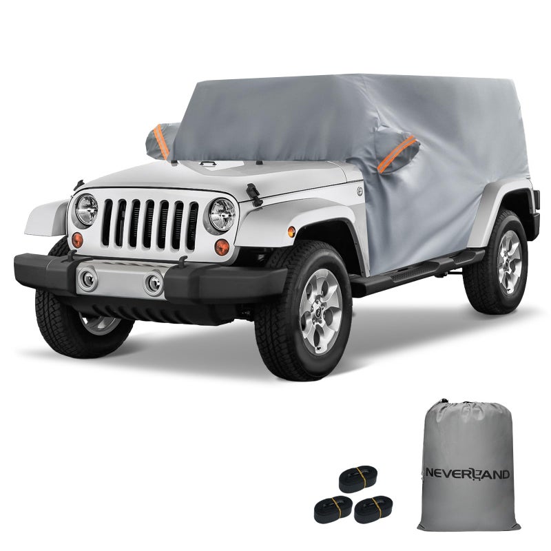 NEVERLAND Cab Cover for 19872025 Jeep Wrangler JK JL TJ YJ CJ 2 Door Waterproof Jeep Wrangler Half Covers 2 Door with Trunk Zipper All Weather Sun Rain Snow UV Protection