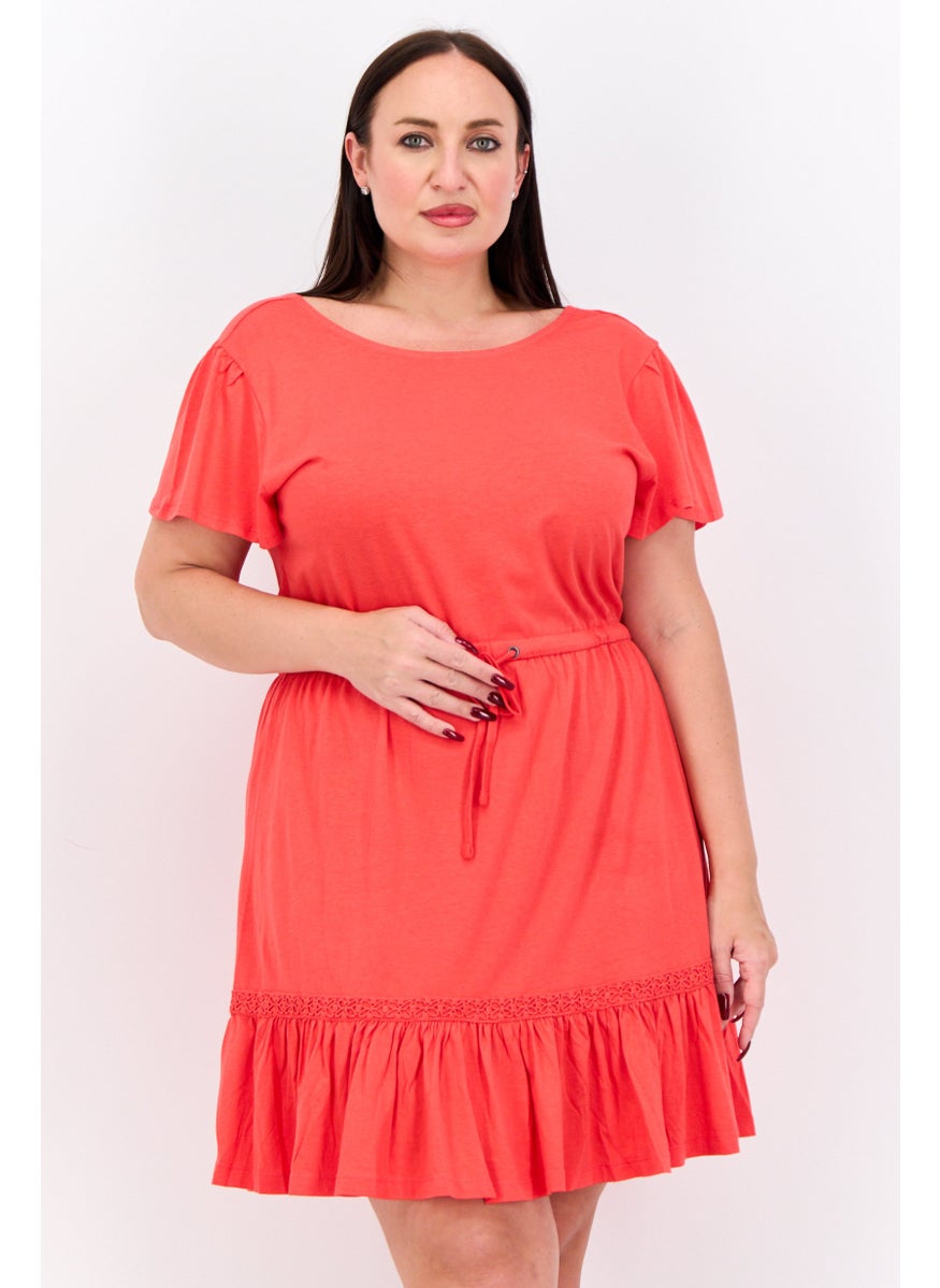 Women Plain Tie Waist Min Dress, Tomato Red - pzsku/Z52830CA53B61F26D5F7AZ/45/_/1738764516/d2fdafcc-4233-4143-92eb-642a19fdd85c