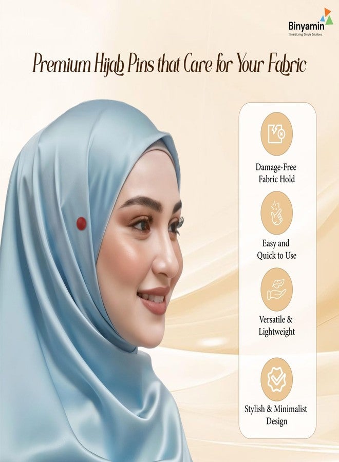 دبابيس حجاب مغناطيسية من بنيامين للأوشحة - إكسسوارات حجاب آمنة على القماش بدون دبابيس للنساء، تثبيت قوي بدون تلف، مغناطيسات أنيقة وخفيفة الوزن للحجاب والأوشحة، مجموعة من 4 قطع (لون عنابي مطفي/أحمر خمري) - Image 2