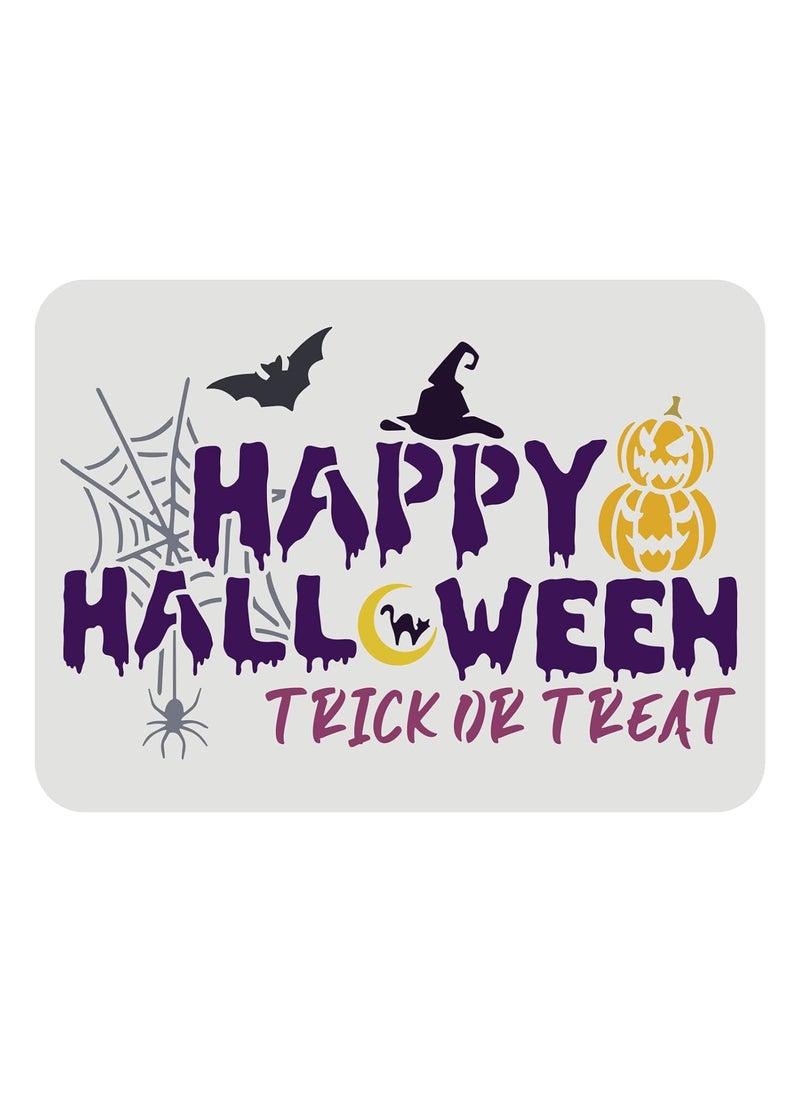 FINGERINSPIRE FINGERINSPIRE Happy Halloween Wicked Stencil, 11.7x8.3 inch Trick Or Treat Reusable Mylar Stencil Template for Painting Crafts and Decorations DIY Art Projects Wood Wall Halloween Home Decor  - Image 1