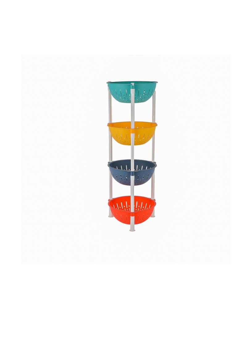 Royalford 4 Layer Kitchen Rack- RF12480/ Round Plastic Multi-Purpose Storage Stand for Fruits, Vegetables, Accessories Multicolor - Image 2