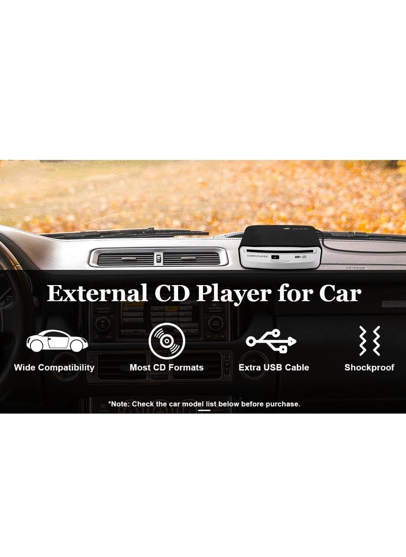Generic - External Universal CD Player for Car - LEHWEY Portable CD Player with Extra USB Extension Cable, Plugs into Car USB Port, Laptop, TV, Mac, Computer, for Android 4.4 and Above Navigation - Image 1