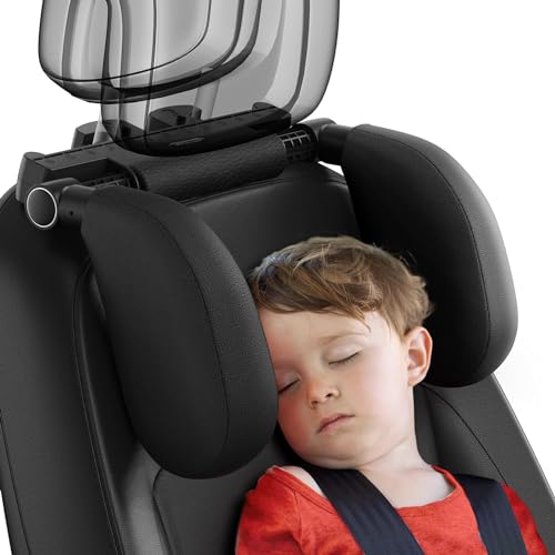BROGBUS Car Headrest Pillow,Thickened Memory Foam Road Pal Headrest,Neck Support Pillow,180° Adjustable Car Headrest, U- Shaped Design,Travel Car Sleeping,Suitable for Kids and Adults (Black) - Image 1