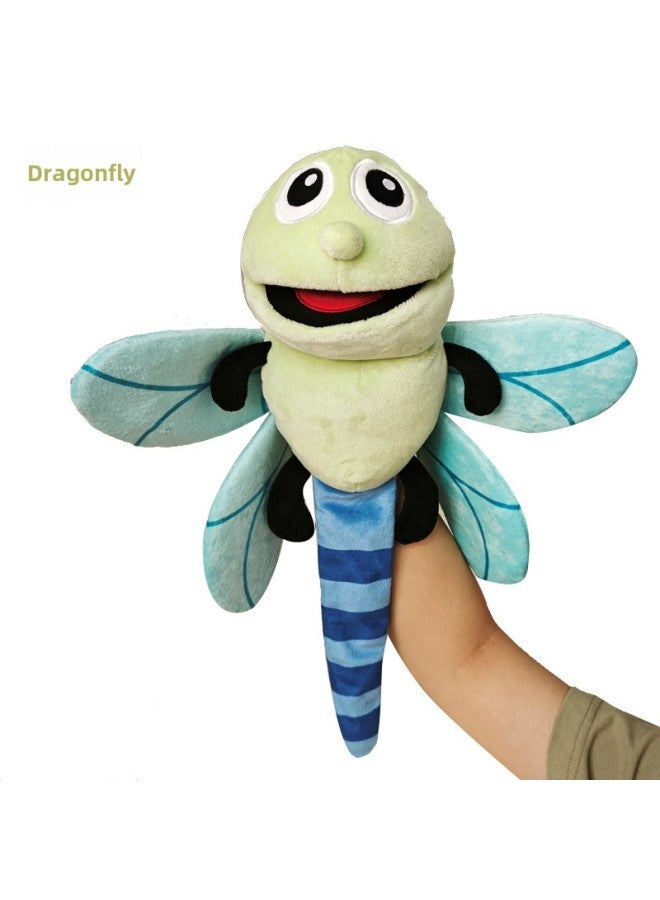 Insect Puppet Toy Moving Mouth Plushie Cartoon Caterpillar Animal Hand Puppet For Kindergarten Children's Play-Color:Dragonfly-Height:40cm - Image 1